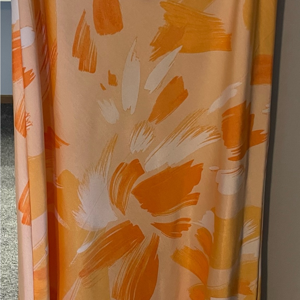 Nine West Peach and Orange Floral Maxi Skirt